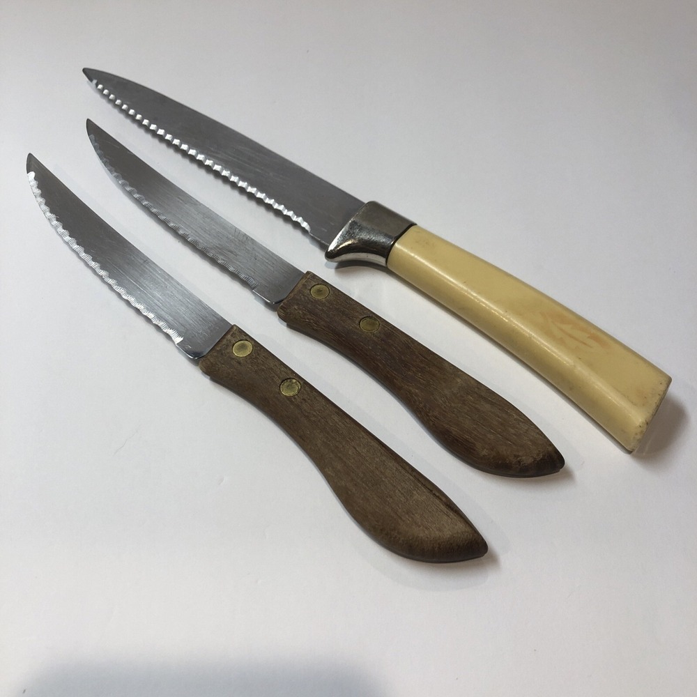 REGENT SHEFFIELD Stainless Steak Knives England‎ (Set of 3) 5.75" & 4.75" Blades